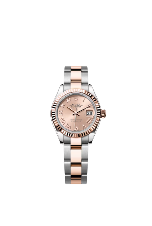 Rolex Lady-Datejust - 28 MM - Oystersteel and Rose Gold - Oyster Bracelet - Fluted Bezel - Rose Roman Dial - 279171-0026