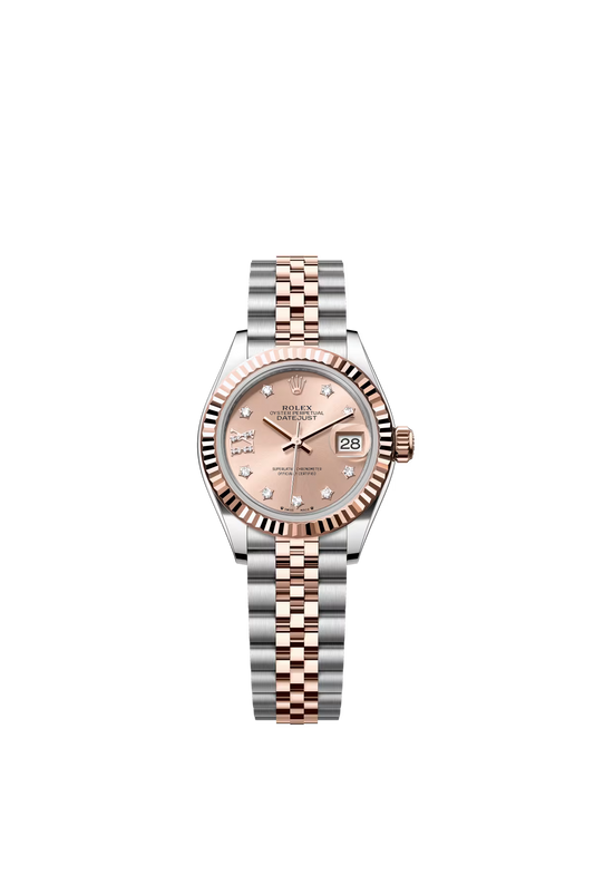 Rolex Lady-Datejust - 28 MM - Oystersteel and Rose Gold - Jubilee Bracelet - Fluted Bezel - Rose IX Star Diamond Dial - 279171-0027