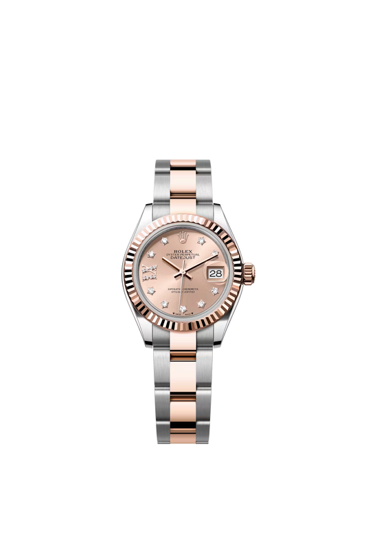 Rolex Lady-Datejust - 28 MM - Oystersteel and Rose Gold - Oyster Bracelet - Fluted Bezel - Rose IX Star Diamond Dial - 279171-0028