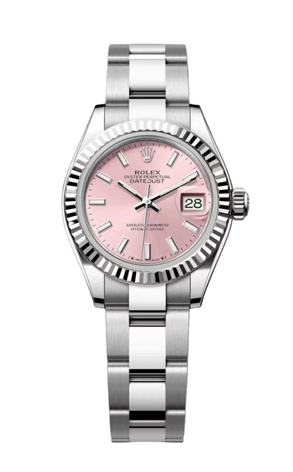 Rolex - Lady-Datejust - 28 MM - Oystersteel and White Gold - Pink Index Dial - Fluted Bezel - Oyster Bracelet - 279174-0002