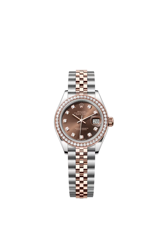 Rolex Lady-Datejust - 28 MM - Oystersteel and Rose Gold - Jubilee Bracelet - Diamond Bezel - Chocolate Diamond Dial - 279381RBR-0011