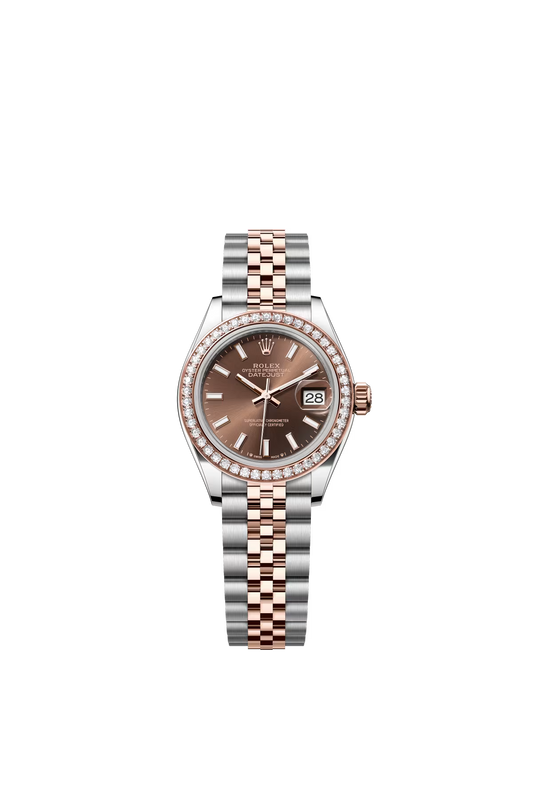 Rolex Lady-Datejust - 28 MM - Oystersteel and Rose Gold - Jubilee Bracelet - Diamond Bezel - Chocolate Index Dial - 279381RBR-0017