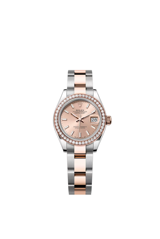 Rolex Lady-Datejust - 28 MM - Oystersteel and Rose Gold - Oyster Bracelet - Diamond Bezel - Rose Index Dial - 279381RBR-0024