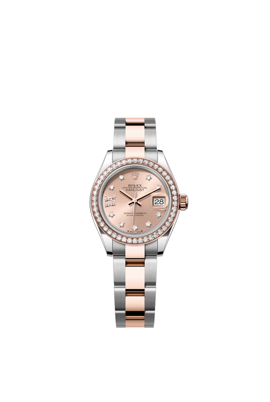 Rolex Lady-Datejust - 28 MM - Oystersteel and Rose Gold - Oyster Bracelet - Diamond Bezel - Rose IX Star Diamond Dial - 279381RBR-0028