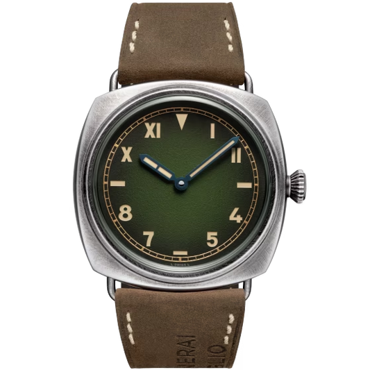 Panerai Radiomir Stainless Steel 45 MM - Dark Brown Alligator Strap - Green Dial - PAM01349