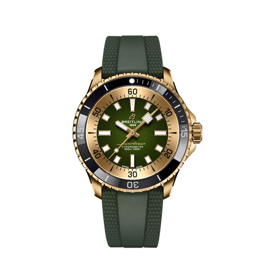 Breitling Superocean Broze 42 MM - Green Rubber Strap - Green Dial - N17375201L1S1