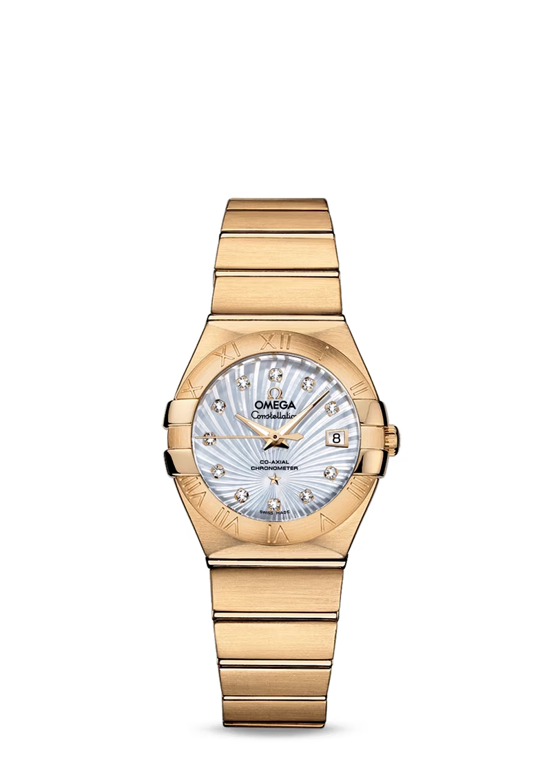 Omega Constellation Yellow Gold 27 MM - Yellow Gold Bracelet - Mother-Of-Pearl Supernova Diamond Dial - 123.50.27.20.55.002