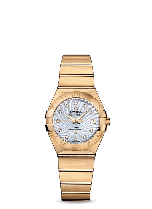 Omega Constellation Yellow Gold 27 MM - Yellow Gold Bracelet - Mother-Of-Pearl Supernova Diamond Dial - 123.50.27.20.55.002