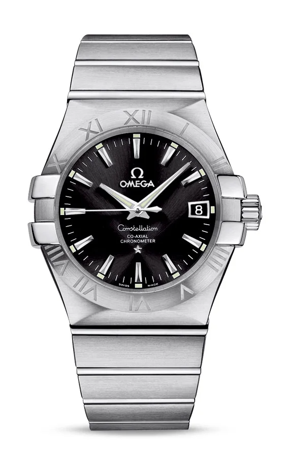 Omega Constellation Stainless Steel 35 MM - Stainless Steel Bracelet - Black Dial - 123.10.35.20.01.001