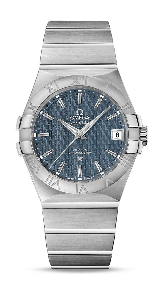 Omega Constellation Stainless Steel 35 MM - Stainless Steel Bracelet - Blue Dial - 123.10.35.20.03.002