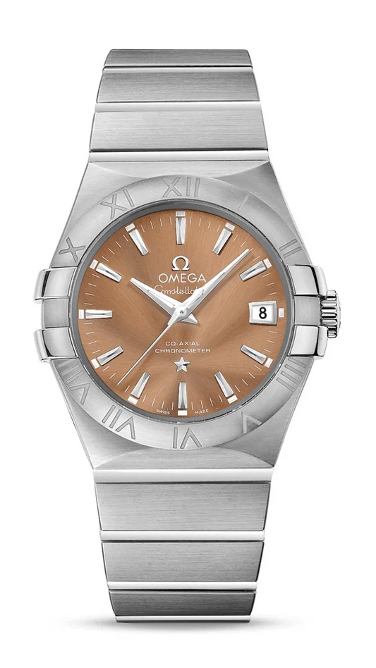 Omega Constellation Stainless Steel 35 MM - Stainless Steel Bracelet - Brown Dial - 123.10.35.20.10.001