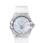 Omega Constellation Stainless Steel 35 MM - White Leather Strap - Diamond Bezel - Mother-Of-Pearl Supernova Diamond Dial - 123.18.35.20.55.001