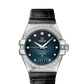 Omega Constellation Stainless Steel 35 MM - Black Leather Strap - Diamond Bezel - Blue Diamond Dial - 123.18.35.20.56.001