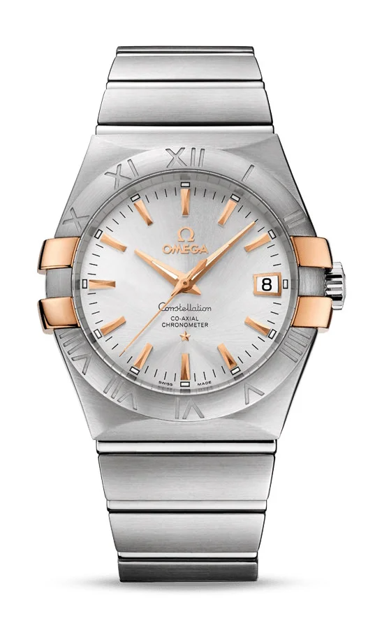 Omega Constellation Stainless Steel and Rose Gold 35 MM - Stainless Steel Bracelet - Silver Dial - 123.20.35.20.02.003