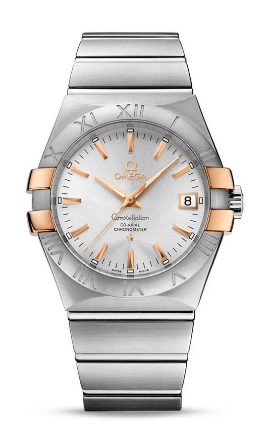 Omega Constellation Stainless Steel and Rose Gold 35 MM - Stainless Steel Bracelet - Silver Dial - 123.20.35.20.02.003