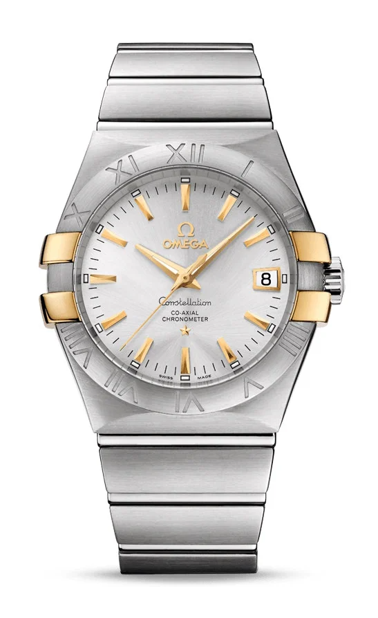 Omega Constellation Stainless Steel and Yellow Gold 35 MM - Stainless Steel Bracelet - Silver Dial - 123.20.35.20.02.004