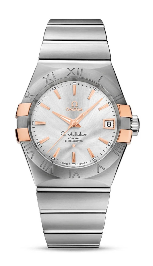 Omega Constellation Stainless Steel and Rose Gold 38 MM - Stainless Steel and Rose Gold Bracelet - Silver Dial - 123.20.38.21.02.004