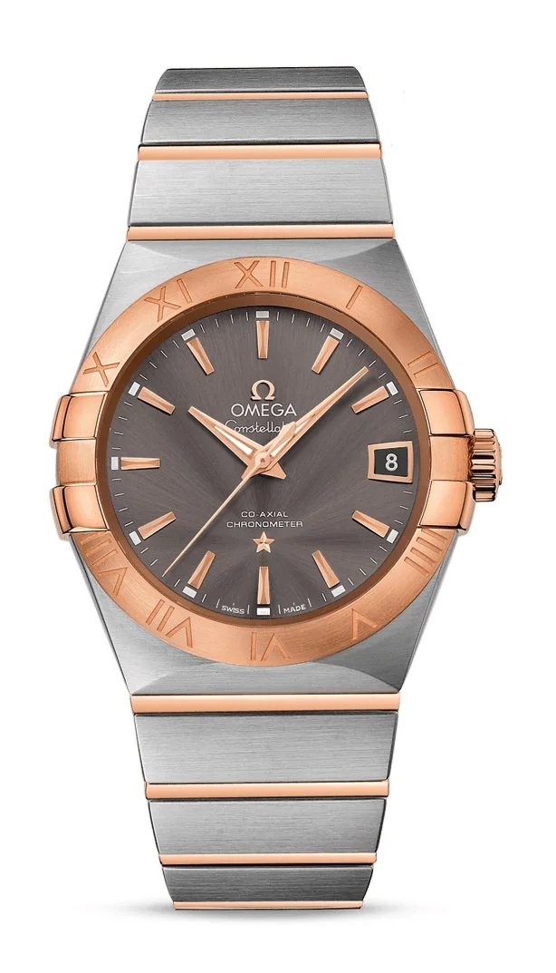 Omega Constellation Stainless Steel and Rose Gold 38 MM - Stainless Steel and Rose Gold Bracelet - Grey Dial - 123.20.38.21.06.002