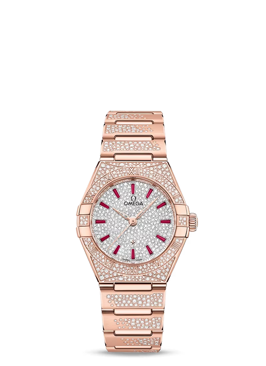 Omega Constellation Rose Gold Diamond 29 MM - Rose Gold Diamond Bracelet - Diamond Bezel - White Gold Diamond Dial - 131.55.29.20.99.003