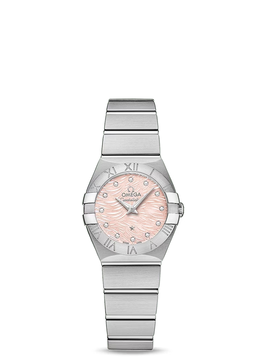 Omega Constellation Stainless Steel 24 MM - Stainless Steel Bracelet - Pink Diamond Dial -123.10.24.60.57.002