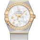 Omega Constellation Yellow Gold and Stainless Steel 24 MM - Yellow Gold and Stainless Steel Bracelet - Diamond Bezel - White Mother-Of-Pearl Diamond Dial - 123.25.24.60.05.001