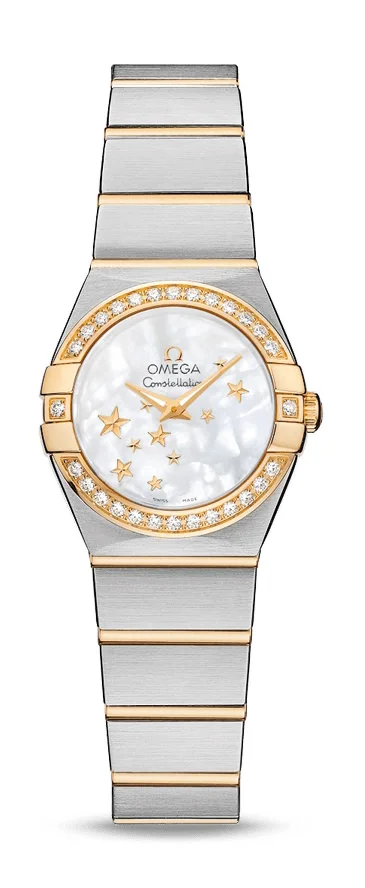 Omega Constellation Yellow Gold and Stainless Steel 24 MM - Yellow Gold and Stainless Steel Bracelet - Diamond Bezel - White Mother-Of-Pearl Diamond Dial - 123.25.24.60.05.001