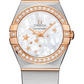 Omega Constellation Rose Gold and Stainless Steel 24 MM - Rose Gold and Stainless Steel Bracelet - Diamond Bezel - White Mother-Of-Pearl Diamond Dial - 123.25.24.60.05.002