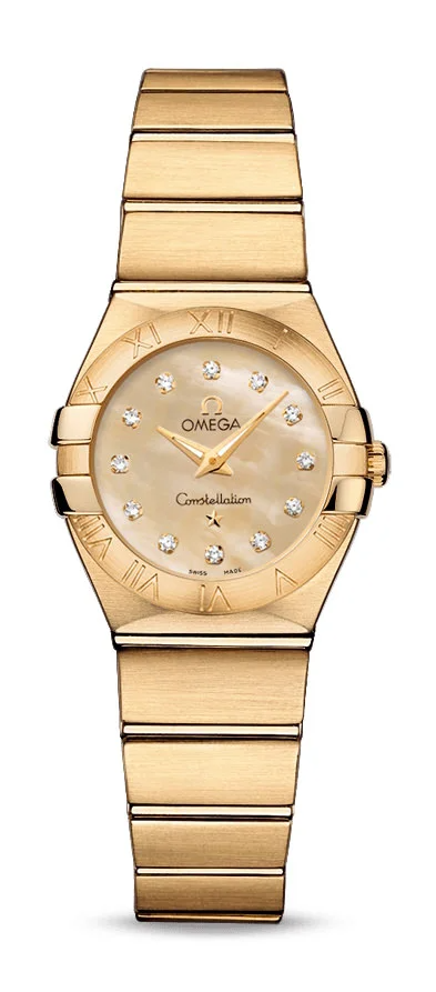 Omega Constellation Stainless Yellow Gold 24 MM - Yellow Gold Bracelet - Champagne Diamond Dial - 123.50.24.60.57.001