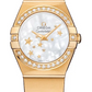 Omega Constellation Yellow Gold 24 MM - Yellow Gold Bracelet - Diamond Bezel - White Mother-Of-Pearl Diamond Dial - 123.55.24.60.05.001