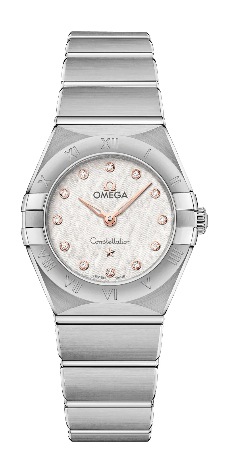 Omega Constellation Stainless Steel 25 MM - Stainless Steel Bracelet - Silver Diamond Dial - 131.10.25.60.52.001