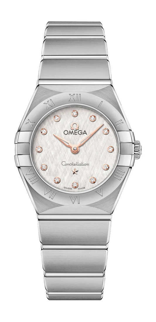 Omega Constellation Stainless Steel 25 MM - Stainless Steel Bracelet - Silver Diamond Dial - 131.10.25.60.52.001