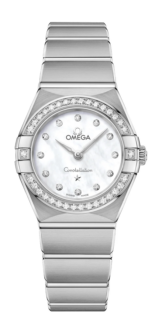 Omega Constellation Stainless Steel 25 MM - Stainless Steel Bracelet - Diamond Bezel - Mother-Of-Pearl Diamond Dial - 131.15.25.60.55.001