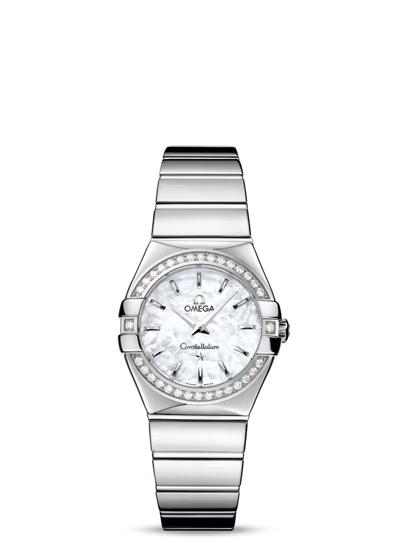 Omega Constellation Stainless Steel 27 MM - Stainless Steel Bracelet - Diamond Bezel - Mother-Of-Pearl Dial - 123.15.27.60.05.002