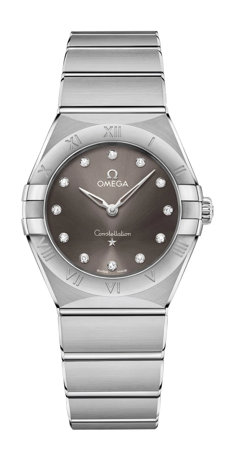 Omega Constellation Stainless Steel 28 MM - Stainless Steel Bracelet- Black Diamond Dial - 131.10.28.60.56.001