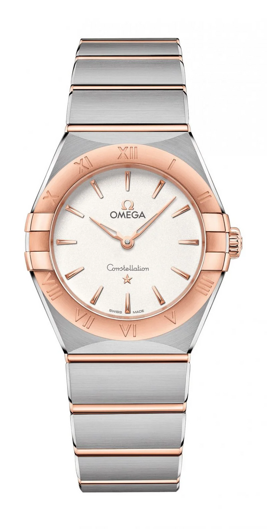 Omega Constellation Stainless Steel and Rose Gold 28 MM - Stainless Steel and Rose Gold Bracelet - White Dial - 131.20.28.60.02.001