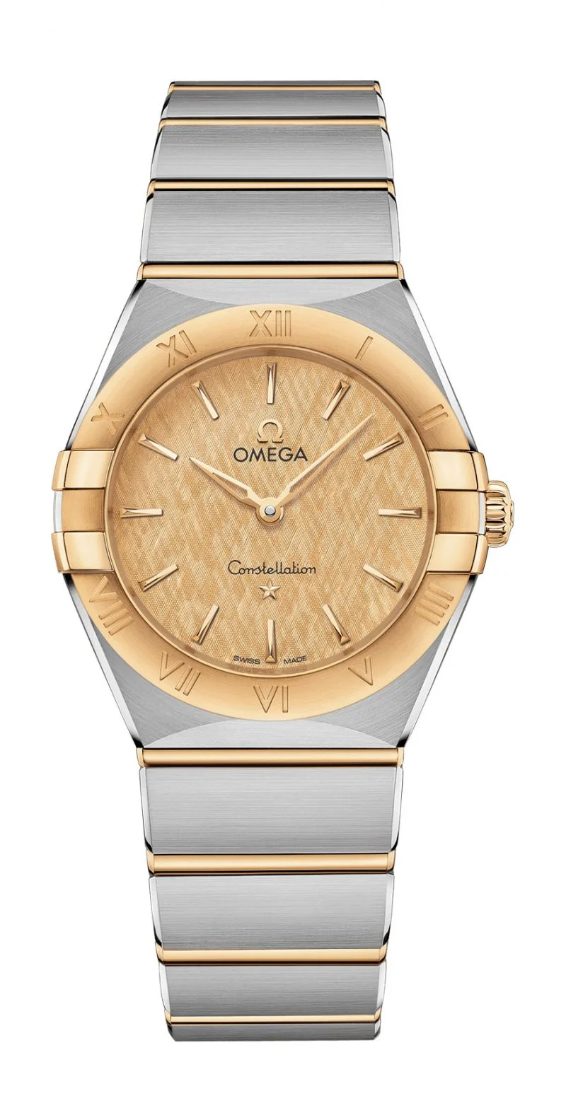 Omega Constellation Stainless Steel and Yellow Gold 28 MM - Stainless Steel and Yellow Gold Bracelet - Champagne Dial - 131.20.28.60.08.001