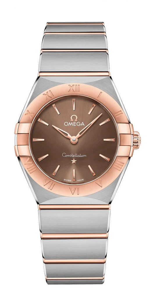 Omega Constellation Stainless Steel and Rose Gold 28 MM - Stainless Steel and Rose Gold Bracelet - Brown Dial - 131.20.28.60.13.001