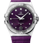 Omega Constellation Stainless Steel 35 MM - Purple Leather Strap - Purple Diamond Dial - 123.13.35.60.60.001