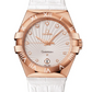 Omega Constellation Rose Gold 35 MM - White Leather Strap - Silver Diamond Dial - 123.53.35.60.52.001