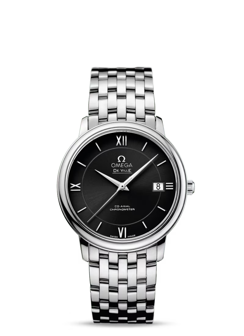 Omega De Ville Stainless Steel 36.8 MM - Stainless Steel Bracelet - Black Dial - 424.10.37.20.01.001 nyc watcher nyc watches