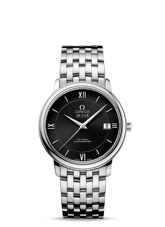 Omega De Ville Stainless Steel 36.8 MM - Stainless Steel Bracelet - Black Dial - 424.10.37.20.01.001 nyc watcher nyc watches