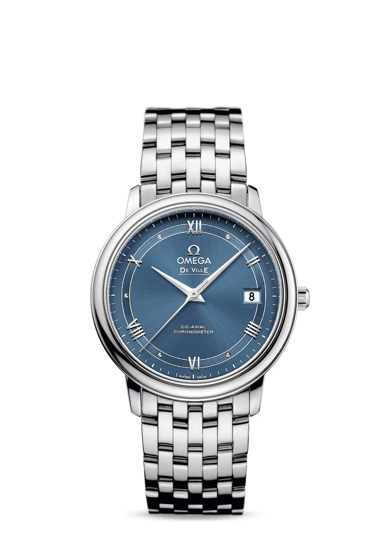 Omega De Ville Stainless Steel 36.8 MM - Stainless Steel Bracelet - Blue Dial - 424.10.37.20.03.002 nyc watcher nyc watches