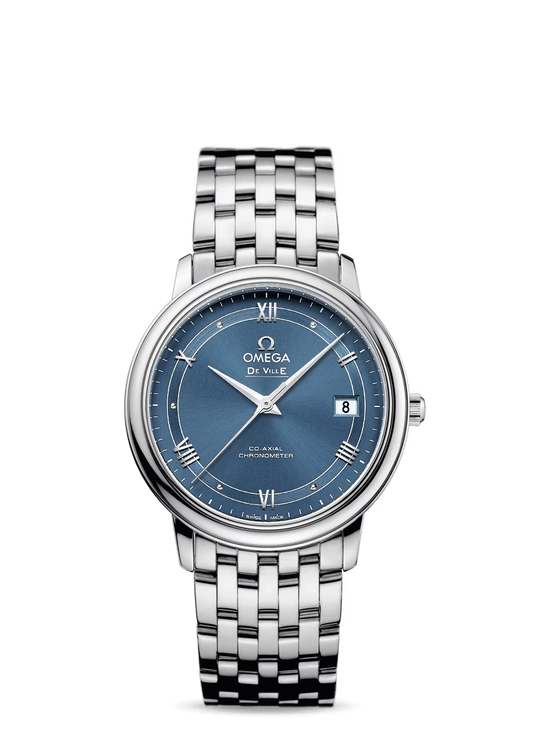 Omega De Ville Stainless Steel 36.8 MM - Stainless Steel Bracelet - Blue Dial - 424.10.37.20.03.002 nyc watcher nyc watches