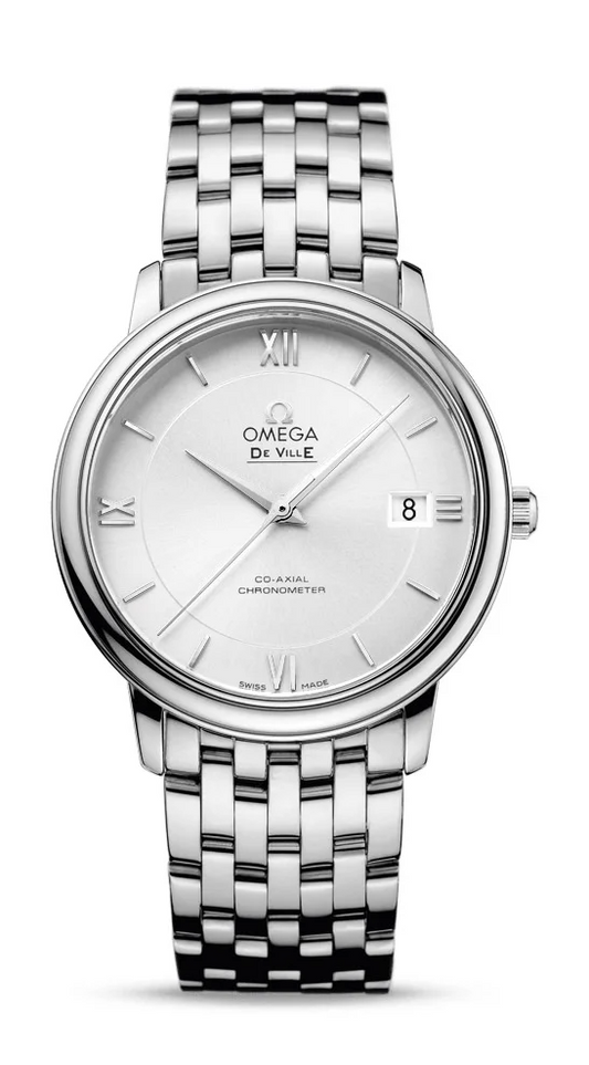 Omega De Ville Stainless Steel 36.8 MM - Stainless Steel Bracelet - White Silvery Dial - 424.10.37.20.02.001 nyc watcher nyc watches