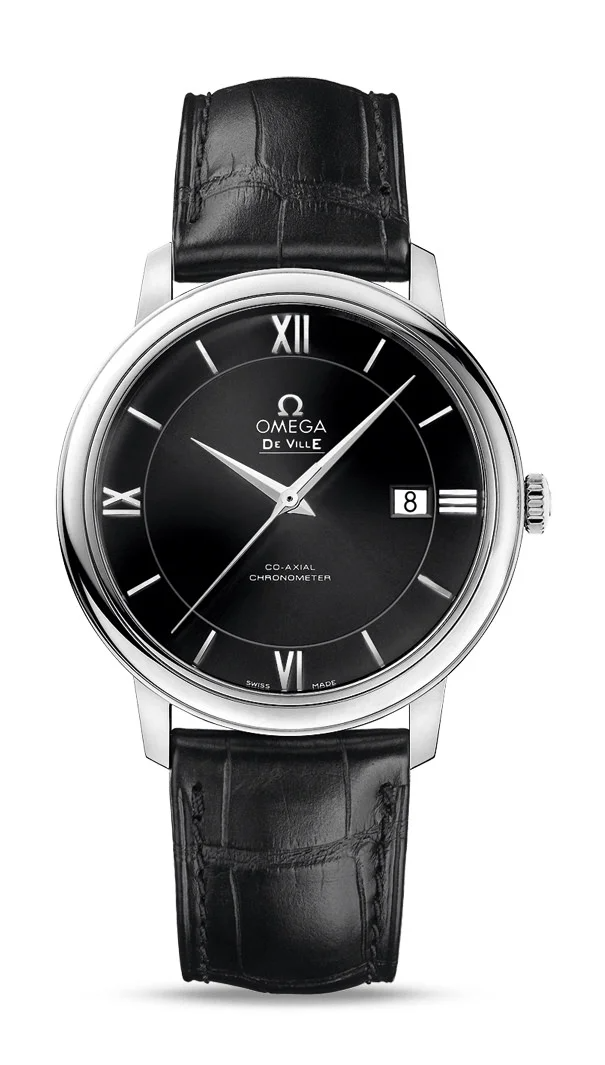 Omega De Ville Stainless Steel 39.5 MM - Black Leather Strap - Black Dial - 424.13.40.20.01.001 nyc watcher nyc watches