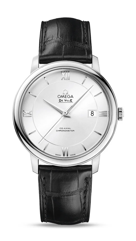 Omega De Ville Stainless Steel 39.5 MM - Black Leather Strap - Silver Dial - 424.13.40.20.02.001 nyc watcher nyc watches