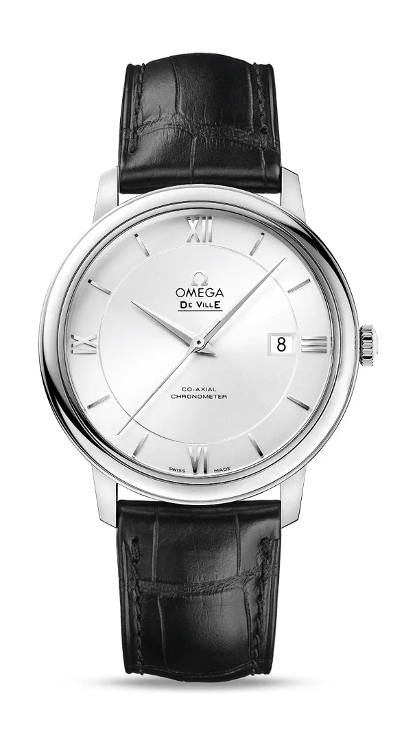 Omega De Ville Stainless Steel 39.5 MM - Grey Leather Strap - Silver Dial - 424.13.40.20.02.007  nyc watcher nyc watches