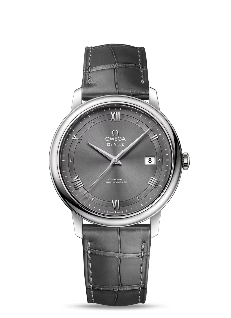 Omega De Ville Stainless Steel 39.5 MM - Grey Leather Strap - Grey Dial - 424.13.40.20.06.001 nyc watcher nyc watches