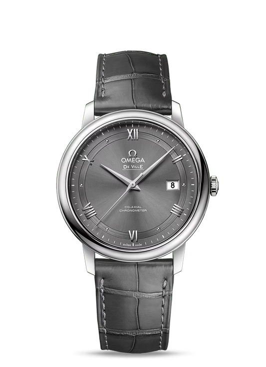 Omega De Ville Stainless Steel 39.5 MM - Grey Leather Strap - Grey Dial - 424.13.40.20.06.001 nyc watcher nyc watches