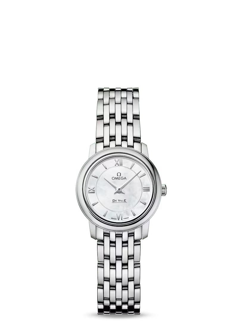 Omega De Ville Stainless Steel 24.4 MM - Stainless Steel Bracelet - White Mother-Of-Pearl Dial - 424.10.24.60.05.001 nyc watcher nyc watches